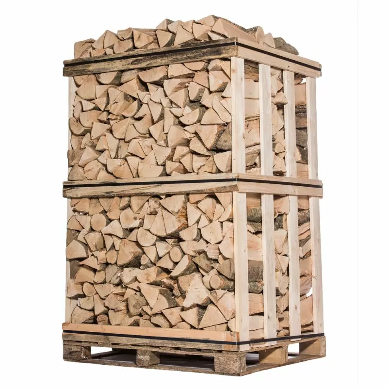 Trockenes Brennholz – 25 cm, Mischung Buche und Eiche, auf Palette